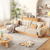 Japandi Solid Wood Frame Corduroy Fabric Sofa With Underneath Storage Drawers