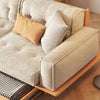 Japandi Solid Wood Frame Corduroy Fabric Sofa With Underneath Storage Drawers