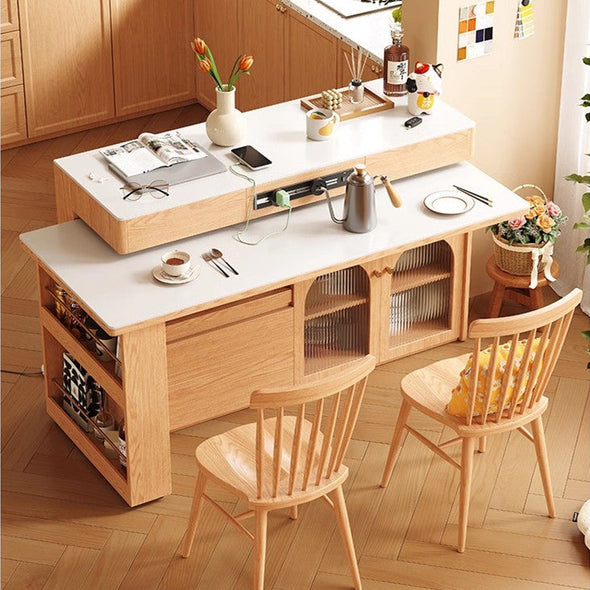 Sitered Stone Kitchen Island with 180 Degree Rotating Table