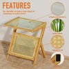 Bamboo Rattan End Table with Storage