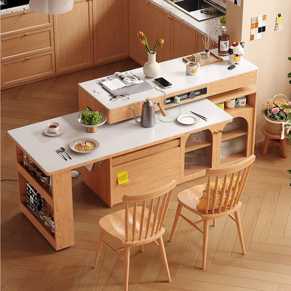 Sitered Stone Kitchen Island with 180 Degree Rotating Table