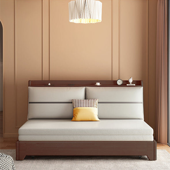 SOFA BED WITH STORAGE UNDERNEATH-WALNUT