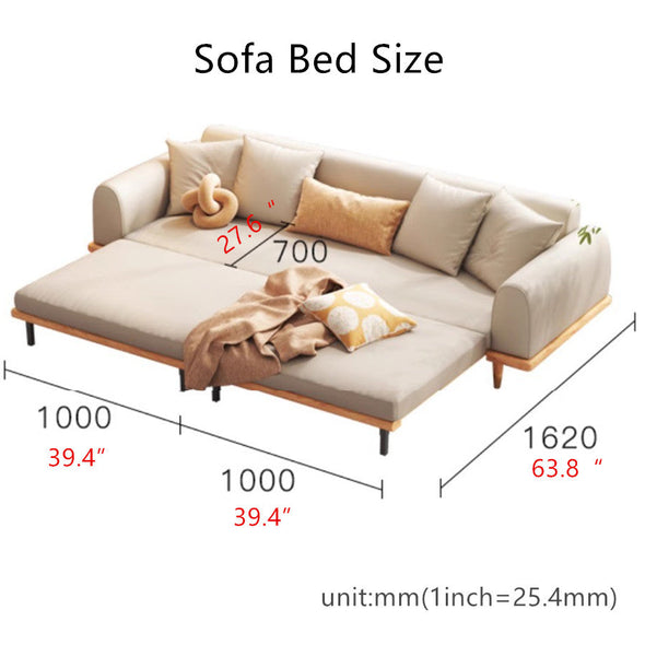 Japandi Minimalism Solid Wood Sofa Bed