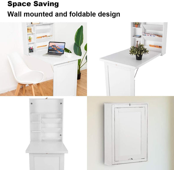 Fold Out Wall Mounted Multi-Function Computer Desk