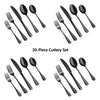 20-Piece Black Stainless Steel Flatware Cutlery Set for 4