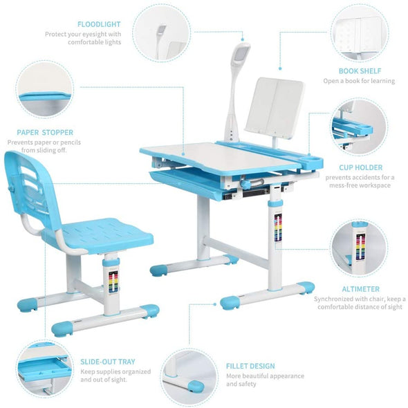 Height and Angle Adjustable Kids Desk and Chair Set