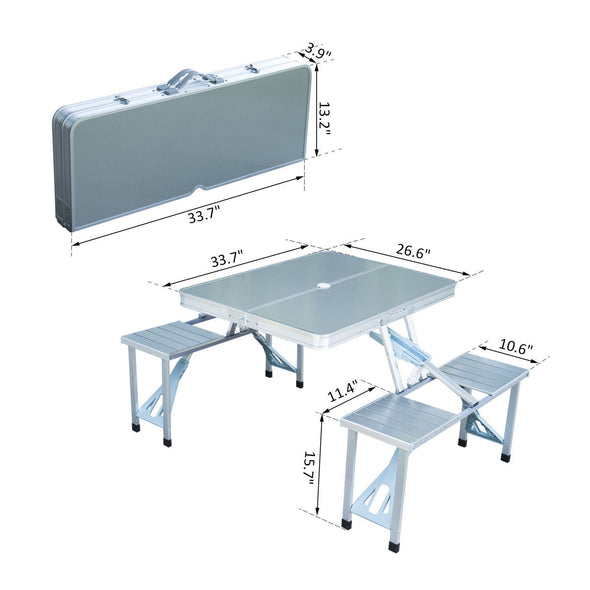 Aluminium Alloy Outdoor Camping Picnic Table Integrated Folding Table and Chair