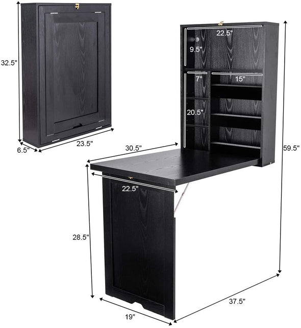 Fold Out Wall Mounted Multi-Function Computer Desk