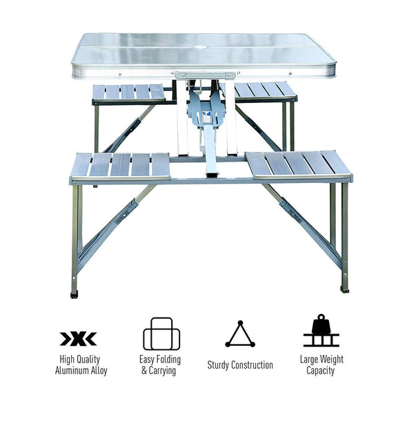 Aluminium Alloy Outdoor Camping Picnic Table Integrated Folding Table and Chair