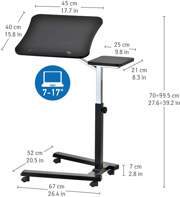 Portable ans Adjustable Height Rolling Laptop Desk with Mouse Pad