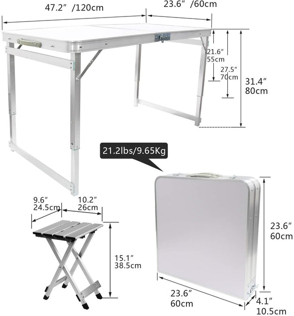 Aluminum Folding Picnic Table with 4 Stools