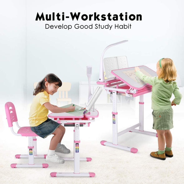 Height and Angle Adjustable Kids Desk and Chair Set