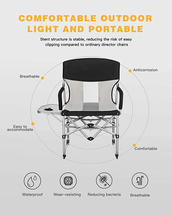 Heavy Duty Compact Camping Folding Mesh Chair with Side Table and Handle