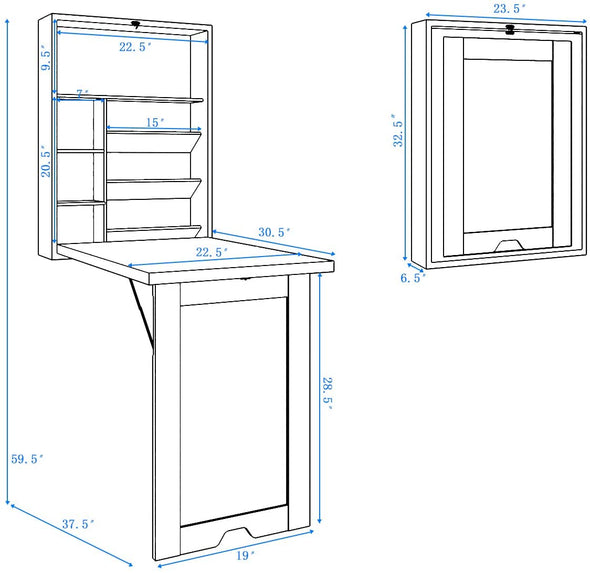 Fold Out Wall Mounted Multi-Function Computer Desk