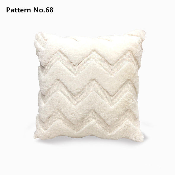 Luxury Soft Plush Short Wool Throw Pillow Covers 18 x 18 inches 45 x 45 cm(Pattern No.68~91)