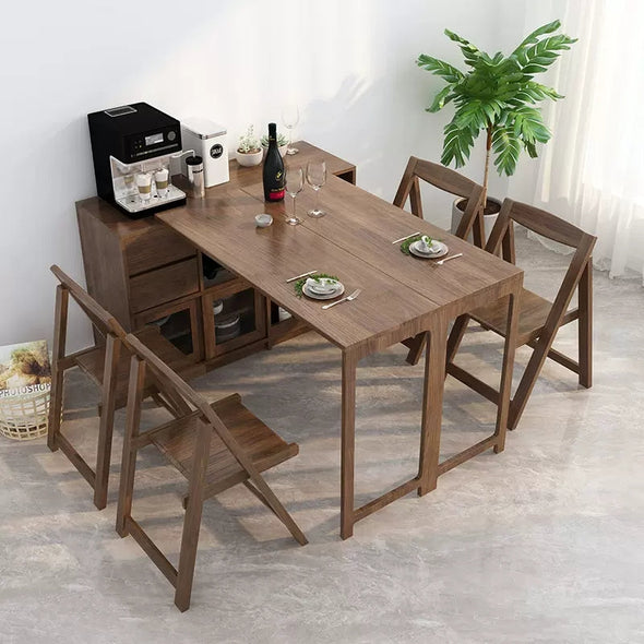 Folding and Expandable Multifunction Dining Table with Hidden Storage Design Cabinet