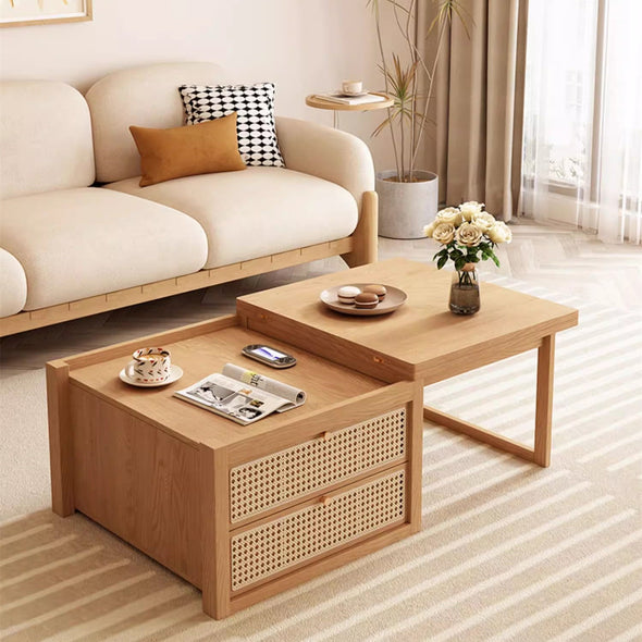 Deformable Combination Coffee Table With 2 Storage Drawers