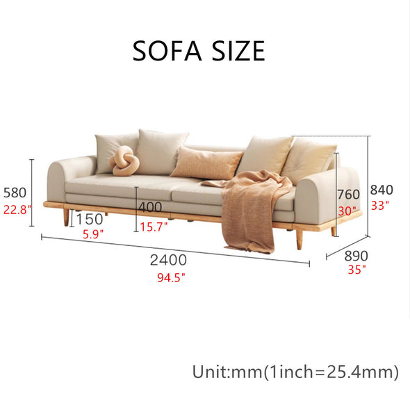 Japandi Minimalism Solid Wood Sofa Bed