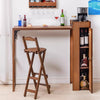 Bamboo Bar Table with Storage Rack-walnut