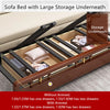 Solid Wood Frame Pull Out Sleeper Sofa Bed with Underneath Storage