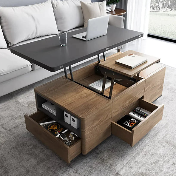 3-In-1 Folding Lift-top Multifunctional Coffee Table With Universal Wheels