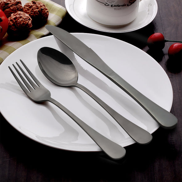 20-Piece Black Stainless Steel Flatware Cutlery Set for 4