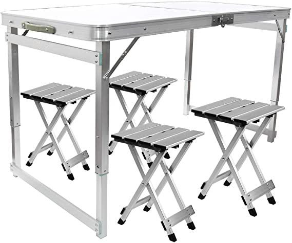 Aluminum Folding Picnic Table with 4 Stools