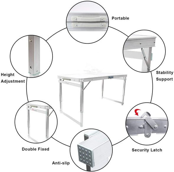 Aluminum Folding Picnic Table with 4 Stools