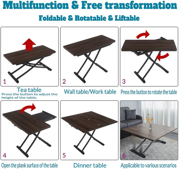 2-In-1 Multifunctional Coffee Table and Dining Table