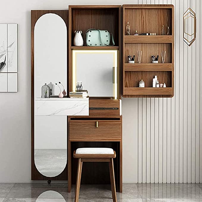 full mirror dressing table design Nordic Dressing Table with Full Body Mirror And Drawers