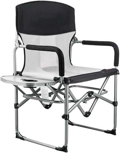 Heavy Duty Compact Camping Folding Mesh Chair with Side Table and Handle