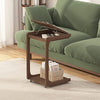 Solid Wood C-Shape Adjustable Flip End Table with Lockable Wheels