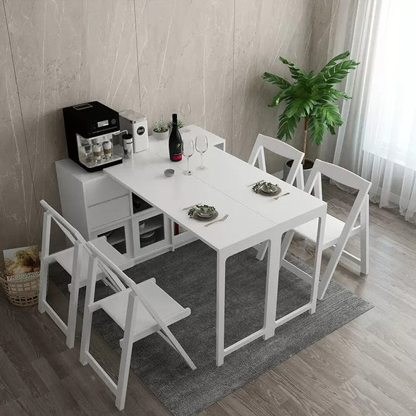 Folding and Expandable Multifunction Dining Table with Hidden Storage Design Cabinet