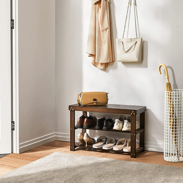 Bamboo Shoe Rack Bench Organizer Shelf