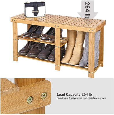 Multifunction Bamboo Shoe Rack Bench Organizer Shelf