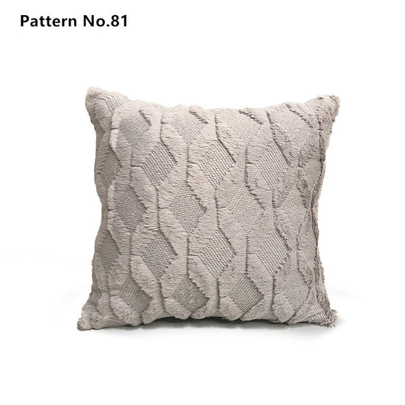 Luxury Soft Plush Short Wool Throw Pillow Covers 18 x 18 inches 45 x 45 cm(Pattern No.68~91)