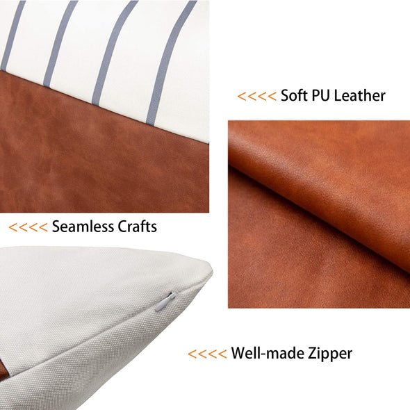 Faux Leather Throw Pillow Covers 18x18 Inch/45x45 CM Set of 4