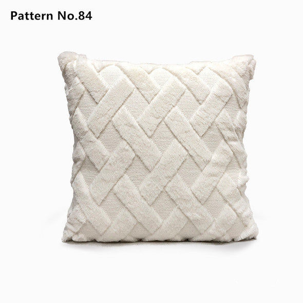 Luxury Soft Plush Short Wool Throw Pillow Covers 18 x 18 inches 45 x 45 cm(Pattern No.68~91)