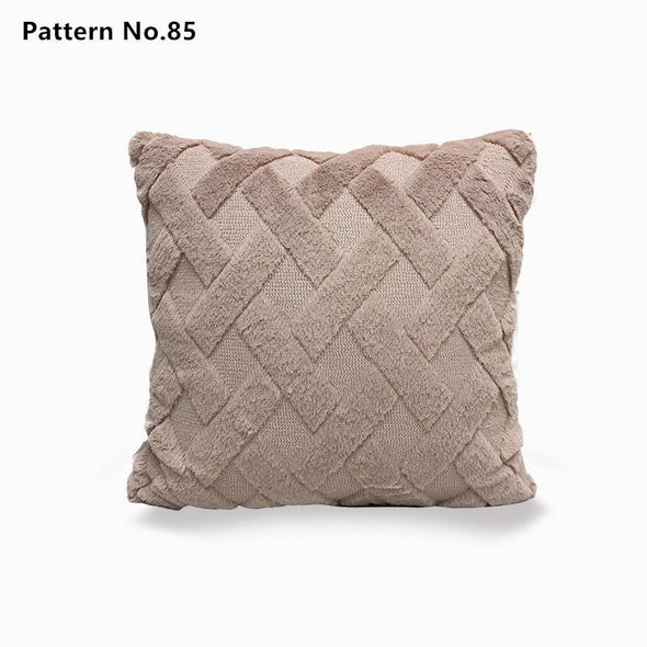 Luxury Soft Plush Short Wool Throw Pillow Covers 18 x 18 inches 45 x 45 cm(Pattern No.68~91)