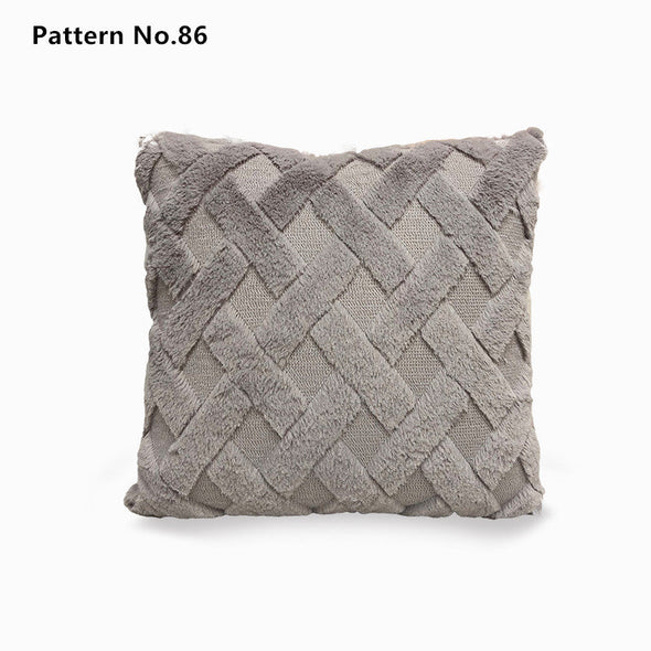 Luxury Soft Plush Short Wool Throw Pillow Covers 18 x 18 inches 45 x 45 cm(Pattern No.68~91)