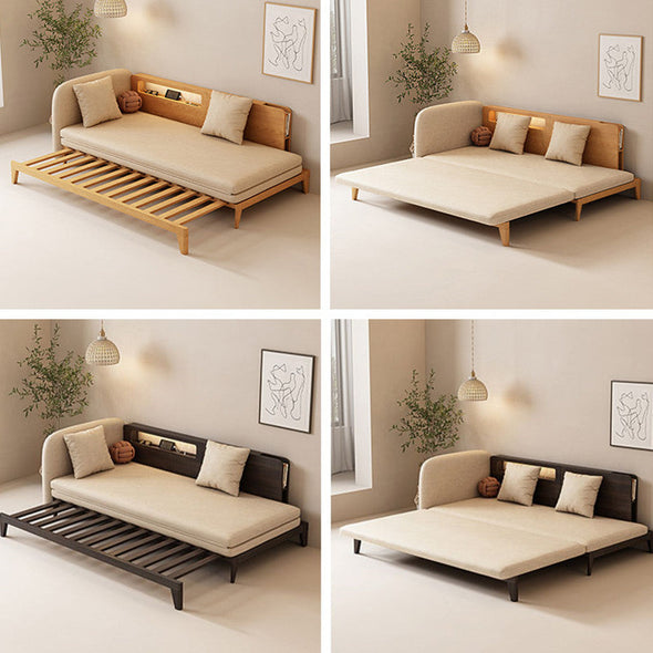 Pull Out Sofa Bed with Backrest and Single Armrest