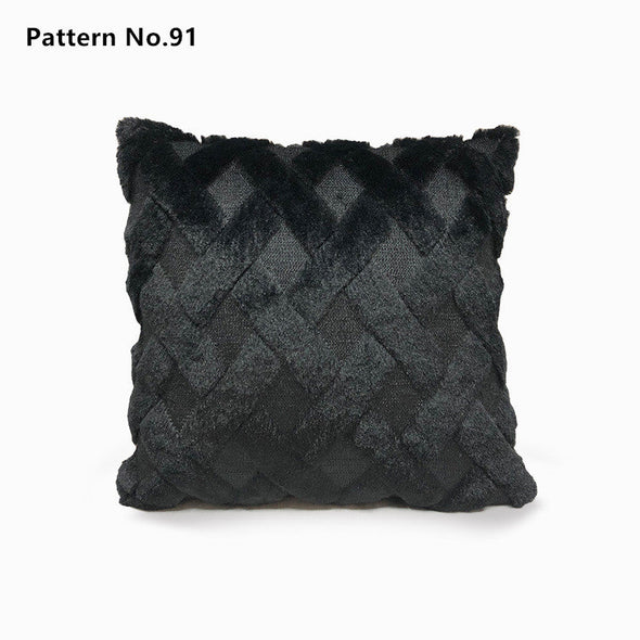 Luxury Soft Plush Short Wool Throw Pillow Covers 18 x 18 inches 45 x 45 cm(Pattern No.68~91)