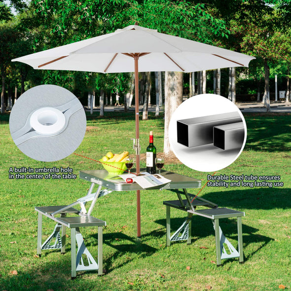 Aluminium Alloy Outdoor Camping Picnic Table Integrated Folding Table and Chair