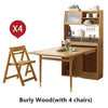 Space Saving Foldable and Extendable Side Table with Hutch Cabinet