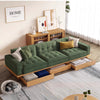 Japandi Solid Wood Frame Corduroy Fabric Sofa With Underneath Storage Drawers