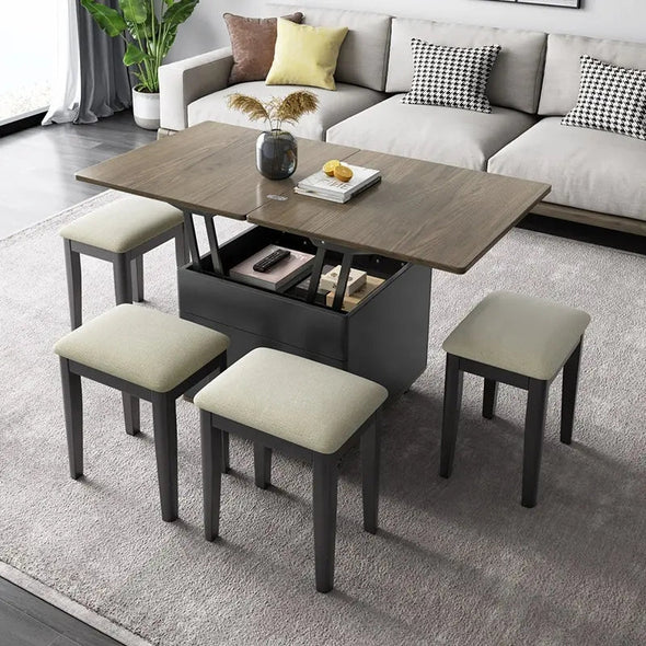 Multifunction Modern Liftable and Expandable Coffee Table with Storage Drawers and Universal Wheels