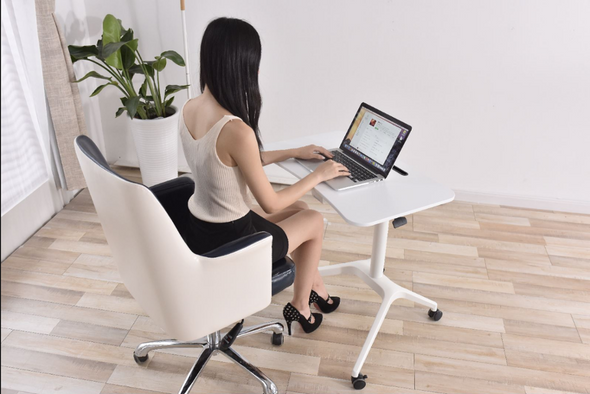 Pneumatic single leg sit to stand desk height adjustable workstation