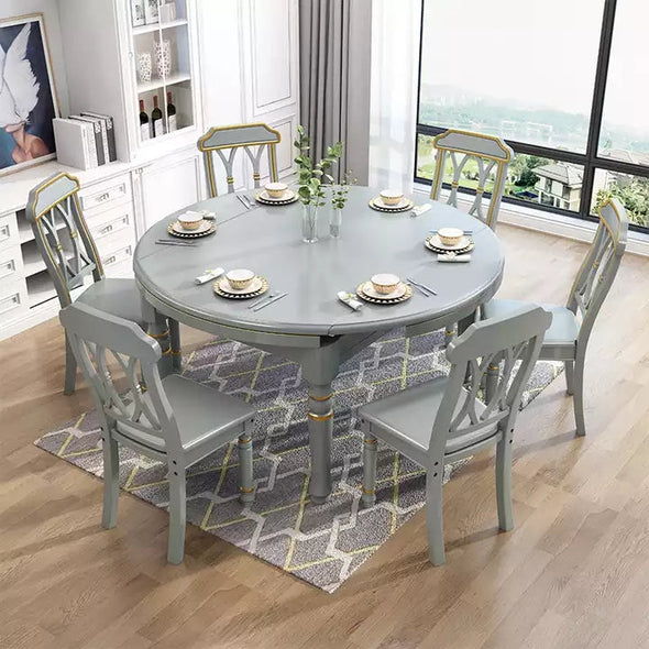 2 In 1 Round Square Solid Wood Dining Table Set