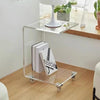 C Shape  Acrylic  Accent Table With Wheels