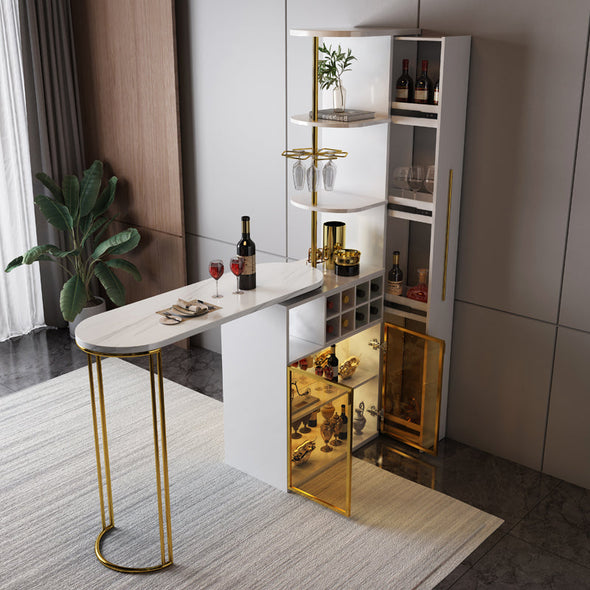 rotating bar table with wine rack